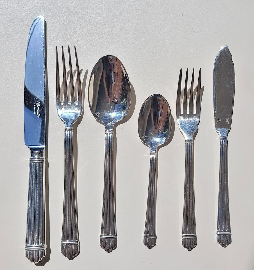 Christofle Aria 6 Pc Place Setting Flatware France with Fish Knife & Fork
